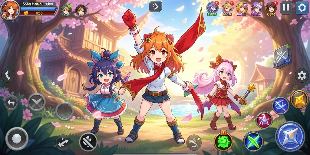 Screenshot gameplay 55RT menampilkan pertarungan karakter Anime yang epic.