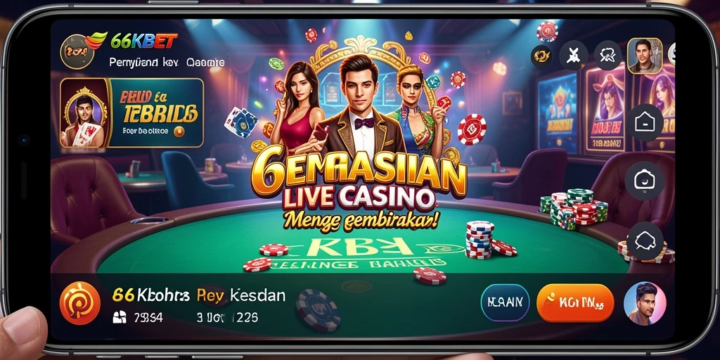 Screenshot gameplay 66KBET menunjukkan dealer profesional dalam aksi di Live Casino.