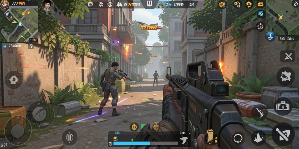 Screenshot gameplay utama <strong>777WIN</strong> menampilkan aksi seru dan karakter yang dinamis.
