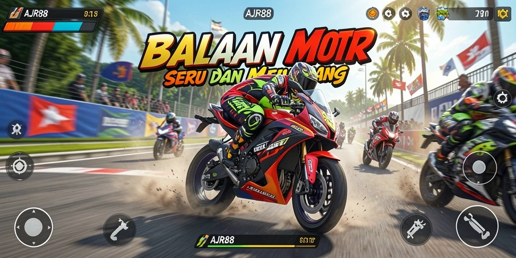 Tampilan gameplay seru dalam balapan motor AJR88.