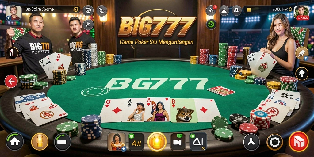 Tampilan screenshot gameplay poker yang seru di BIG777.