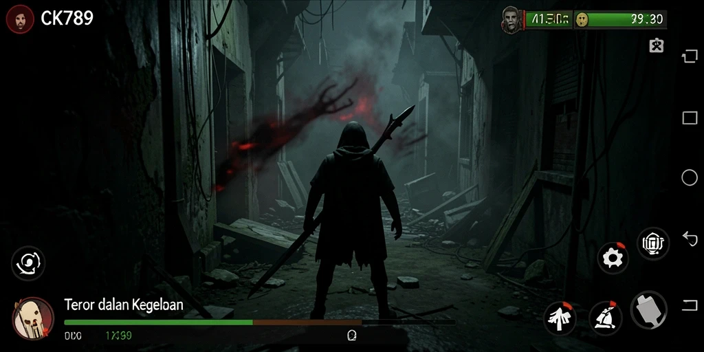 Tangkapan layar gameplay CK789 menampilkan suasana Horror yang mencekam.