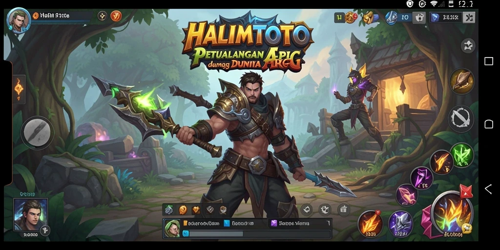 Tangkapan layar utama HALIMTOTO menampilkan aksi pertarungan epik dalam dunia ARPG.