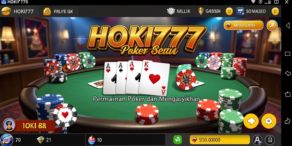 Tampilan gameplay HOKI777 yang menarik dan interaktif saat bermain poker.