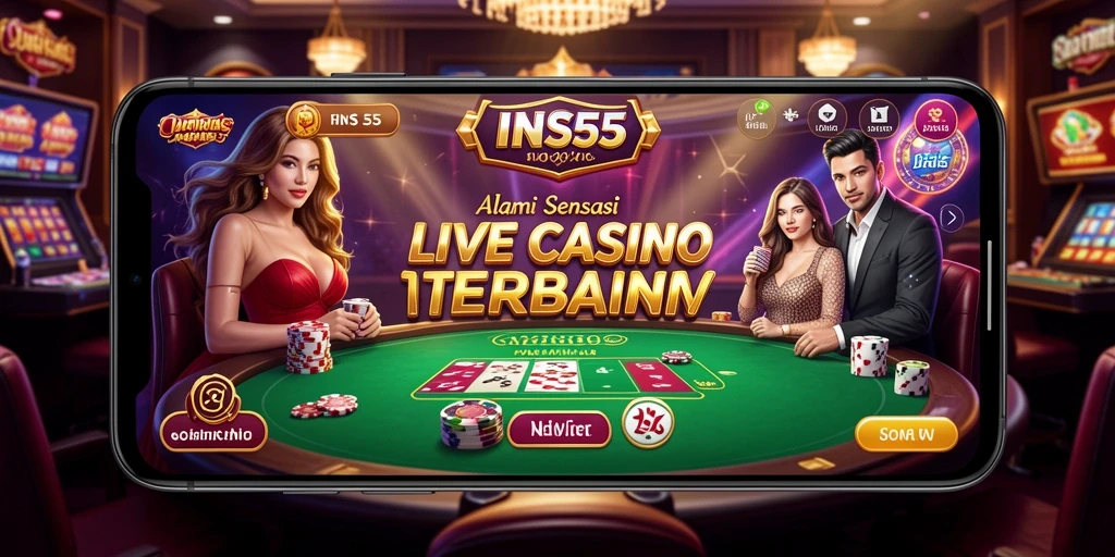 Gameplay langsung INS55 dengan dealer profesional dalam suasana kasino.