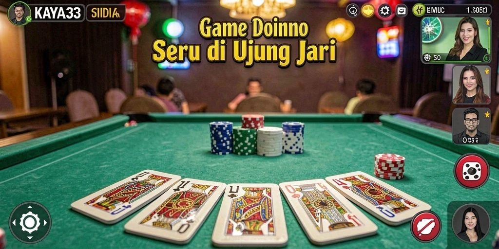 Tampilan gameplay seru KAYA33 dengan suasana permainan Domino.
