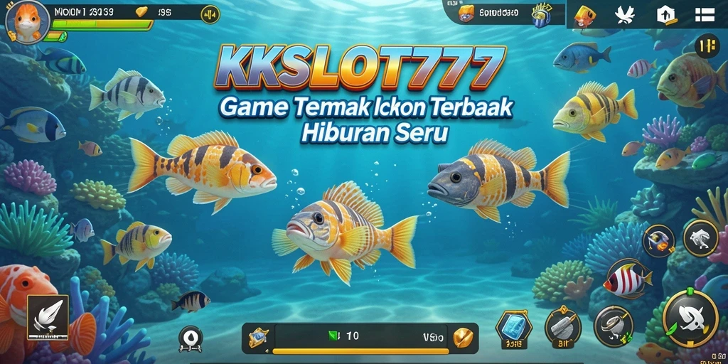 Tampilan gameplay KKSLOT777 dengan ikan berwarna-warni yang menawan.