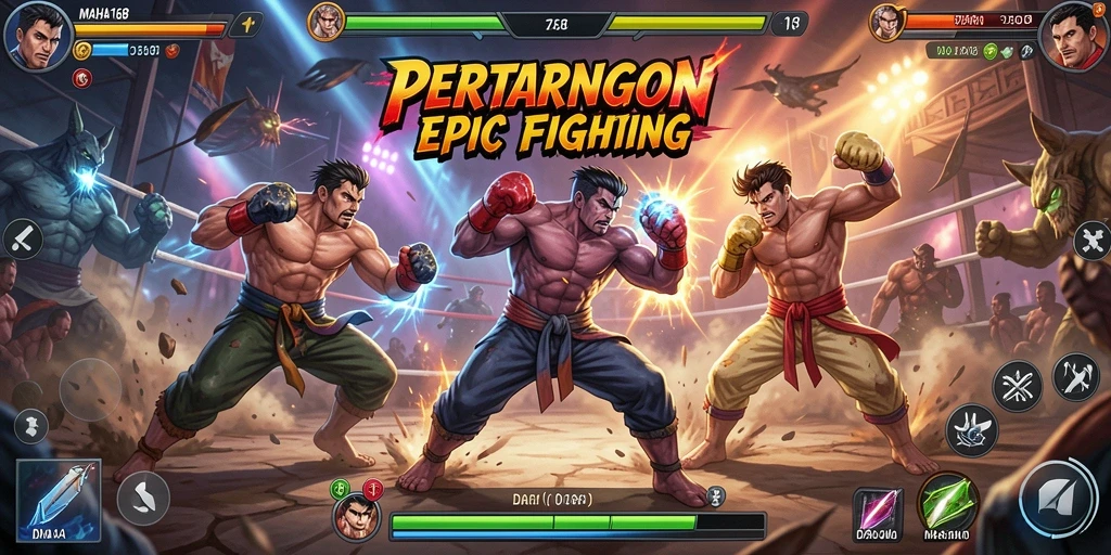 Tampilan action seru dari gameplay Fighting di MAHA168.
