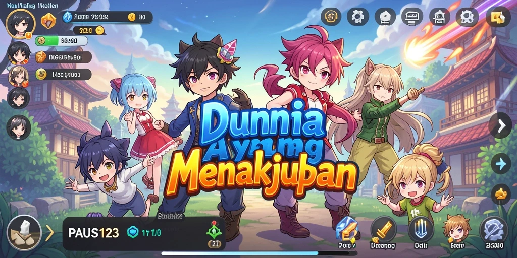 Tampilan gameplay yang menakjubkan dari PAUS123 dengan karakter anime yang menarik.