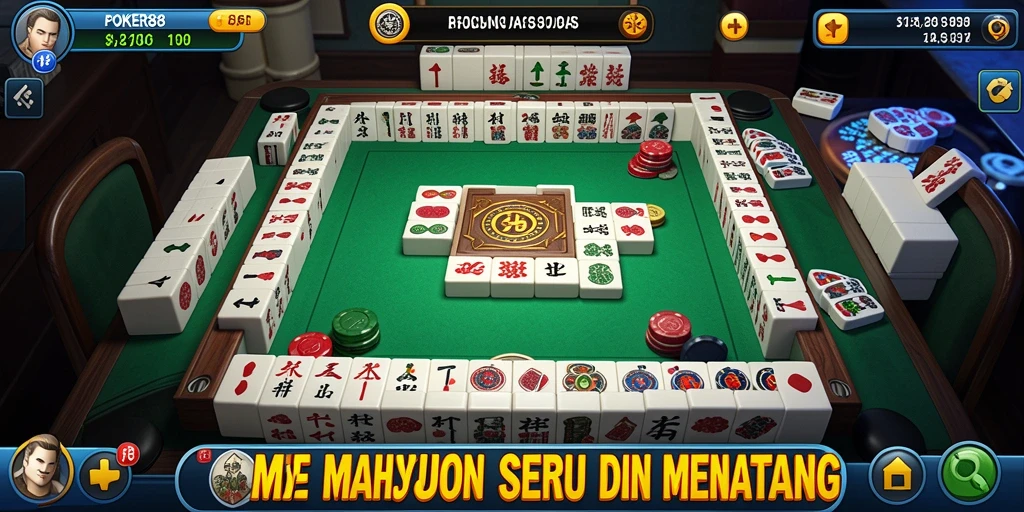 Tampilan menarik dari gameplay Mahjong di POKER88.
