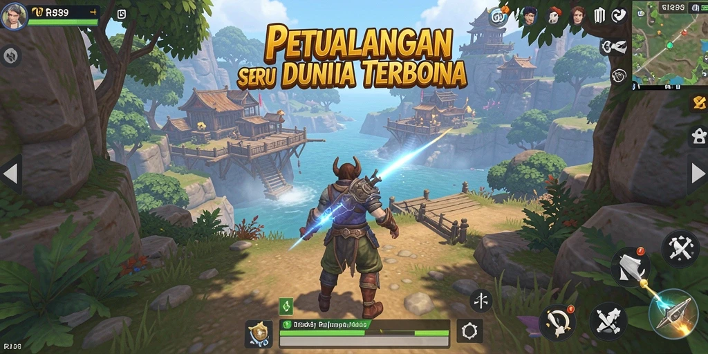 Screenshot gameplay RI889 menunjukkan petualangan di dunia terbuka yang menakjubkan.