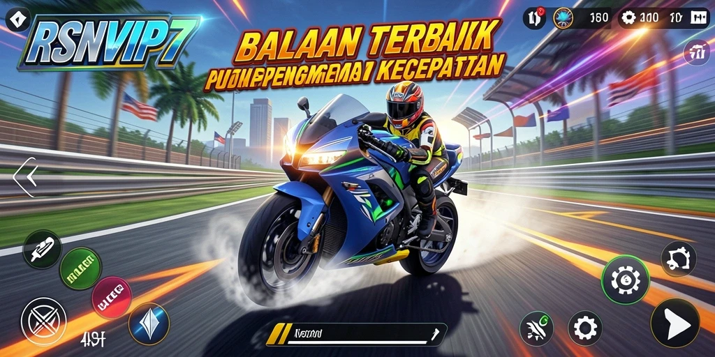 Tangkapan layar gameplay RSNVIP7 menampilkan adrenalin balapan motor nyata.