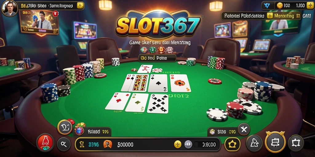 Screenshot SLOT367 menampilkan momen mendebarkan permainan Poker.